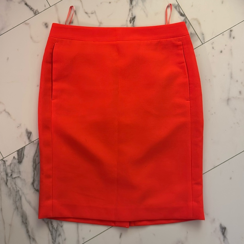 J crew bright knee length pencil skirt with pockets